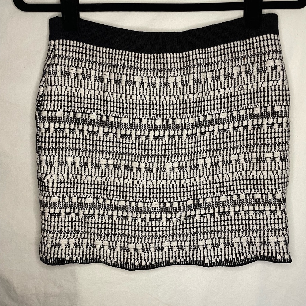 Helmut Lang Stretch Mini Skirt S Black/White Tweed - Picture 3 of 6